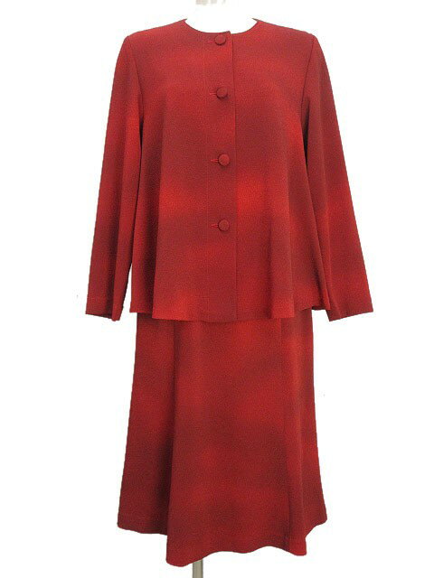 美品★詩仙堂ちりめん 3点セットアップ　ジャケット／ブラウス／スカート　ベージュ コットン100% ラグラン七分袖ジャケット&スカート セットアップ