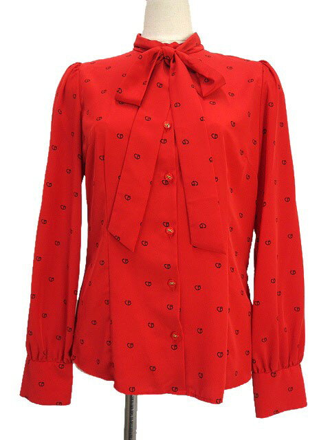 【中古】ブルーレーベルクレストブリッジ BLUE LABEL CRESTBRIDGE CBロゴ ブラウス ボウタイ パフスリーブ 38 レッド 赤 トップス シャツ 長袖 レディース 【ベクトル 古着】 251114