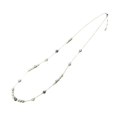 スワロフスキーロングネックレス　パールとクリスタルミラーボール スワロフスキーロングネックレスパールとクリスタルミラーボール