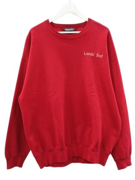 Collaboration - 【中古】ランズエンド LANDS' END 90s スウェット トレーナー ロゴ刺繍 USA製 ヴィンテージ レッド L メンズ 【ベクトル 古着】 260320