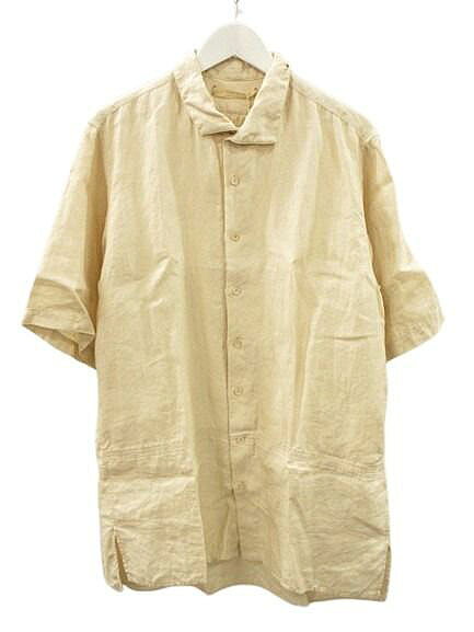 【中古】未使用品 スズキ タカユキ suzuki takayuki Stand-Fall Collar Shirt S233-03 リネン100% ボタンシャツ 1 アイボリー系 半袖 麻100% トップス メンズ 【ベクトル 古着】 260411