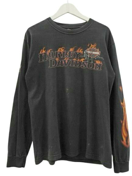 樂天商城 - 【中古】ハーレーダビッドソン HARLEY DAVIDSON 00s 長袖 Tシャツ フレイムス 袖プリ 両面プリント USA製 ブラック メンズ 【ベクトル 古着】 260416
