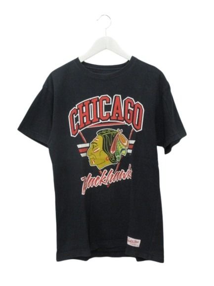 樂天商城 - 【中古】ミッチェルアンドネス Mitchell & Ness Tシャツ M 半袖 カットソー Chicago Blackhawks プリント ダークネイビー 紺 トップス メンズ 【ベクトル 古着】 260423
