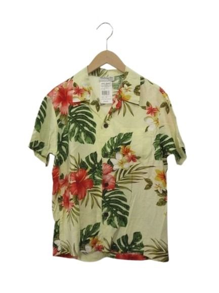 未使用品 ビショップストリートアパレル Bishop St. apparel アロハシャツ ハワイアンシャツ 半袖 ノーカラーシャツ 12 総柄 プリント イエロー系 ? トップス レディース  260525
