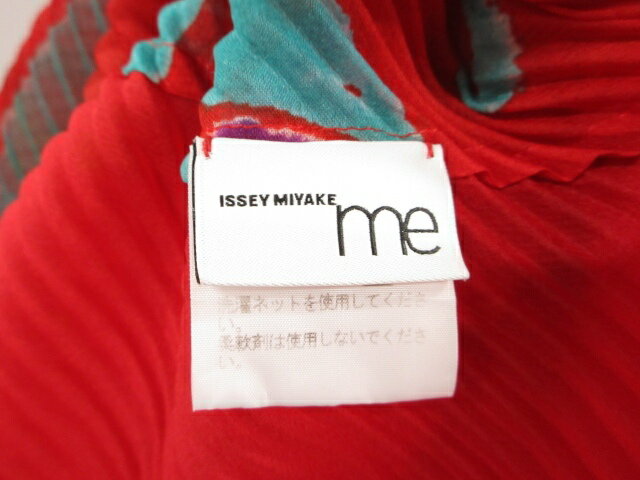 【中古】ミーイッセイミヤケ me ISSEY MIYAKE プリーツ スカーフ ストール 柄 無地 切替 プリント 赤 レッド レディース 【ベクトル 古着】 260601 3