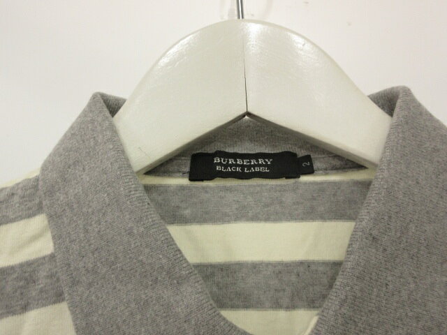中古 バーバリーブラックレーベル BURBERRY BLACK LABEL ポロシャツ 2 半袖 ロゴ刺繍 ボーダー グレー系 auc-vector-21028513 ブランド古着の買取販売ベクトル サンプル画像3