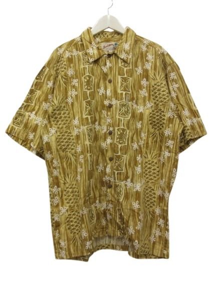 Local Motion ローカルモーション アロハシャツ ハワイアンシャツ トップス 総柄 コットン ハワイ製 L 黄土色 メンズ  260628