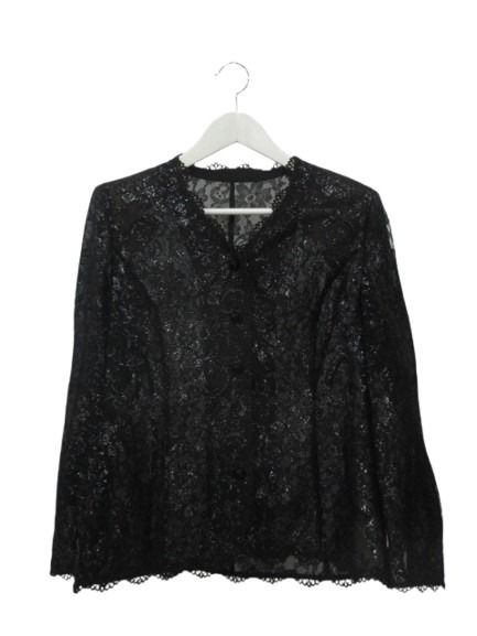 【中古】ユキコハナイ YUKIKO HANAI マダムエクセント madam excent レース ブラウス 9A 長袖 カーディガン ブラック 黒 トップス レディース 【ベクトル 古着】 260629