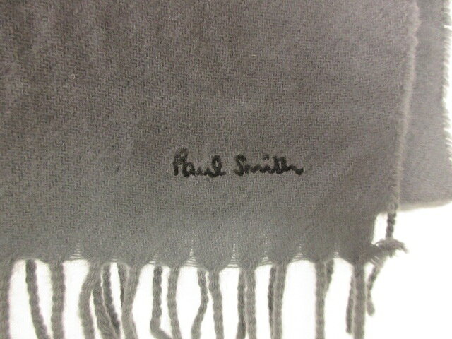 【中古】ポールスミス PAUL SMITH マフラー 無地 カシミヤ イタリア製 グレー レデ...