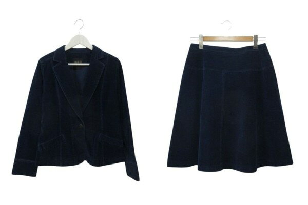 ミス アシダ miss ashida セットアップ スーツ コーデュロイ テーラードジャケット TALL11 スカート ブルー 上下セット レディース  260713