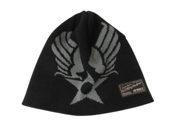 アヴィレックス AVIREX DP AX EX AVIREXMARK KNIT ビーニー ニットキャップ ニット帽 帽子 ヘッドウェア ブラック 黒 メンズ レディース  260714