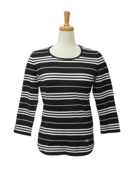 【中古】バーバリー ロンドン BURBERRY LONDON ロンT 1 Tシャツ 長袖 カットソー ボーダー ロゴ刺繍 ブラック 黒 トップス レディース 【ベクトル 古着】 260720