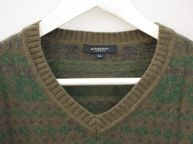 中古 バーバリー ロンドン BURBERRY LONDON ジャガード ニット プルオーバー Vネック M カーキ系 ウール カ auc-vector-21129616 ブランド古着の買取販売ベクトル サンプル画像3