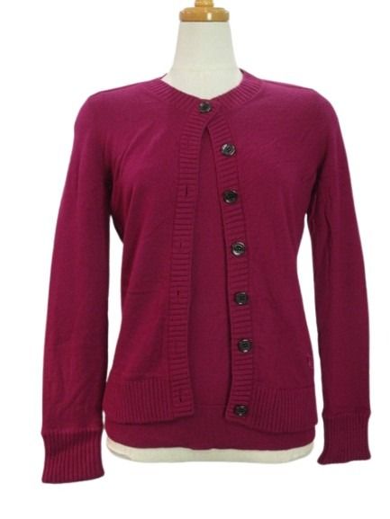【中古】バーバリー ロンドン BURBERRY LONDON アンサンブル ニット 1 マゼンタピンク ウール トップス カーディガン レディース 【ベクトル 古着】 260724