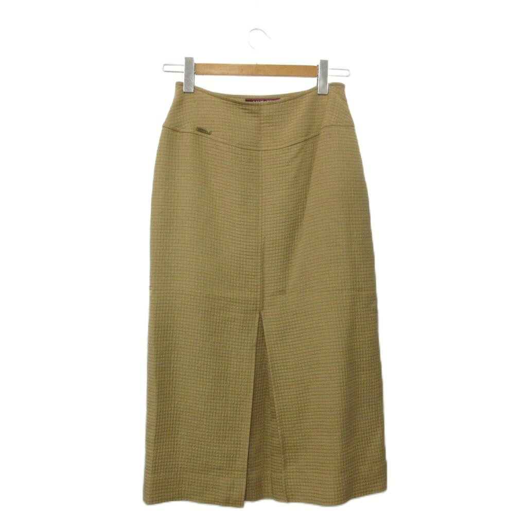 【中古】レオナール LEONARD フロントスリット ロングスカート 67-93 ウール シルク ベージュ ボトムス レディース 【ベクトル 古着】 260810