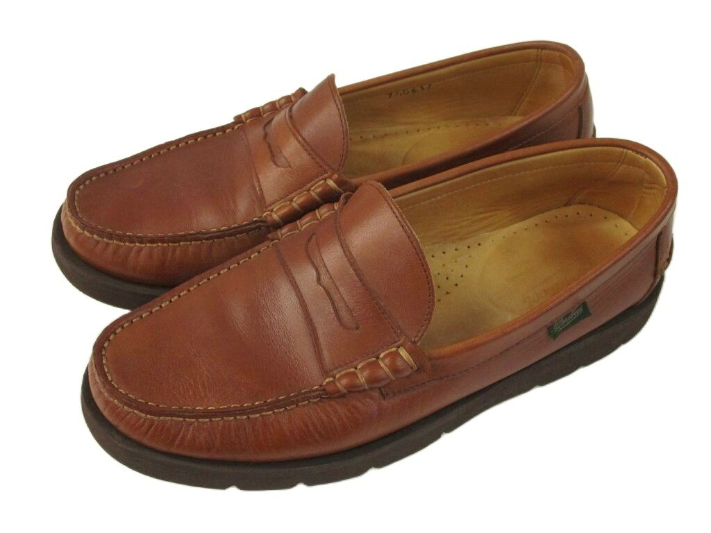 【中古】パラブーツ Paraboot レザー コインローファー 7 1/2 茶色 ブラウン レザーシューズ 革靴 ビジネスシューズ メンズ 【ベクトル 古着】 260901