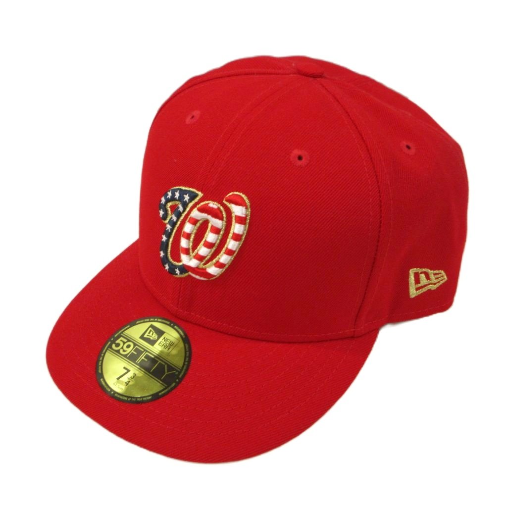 【中古】ニューエラ NEW ERA MLB ナショナルズ キャップ 2023 独立記念日 7 3/4 赤 レッド 帽子 ベースボールキャップ ヘッドウェア メンズ 【ベクトル 古着】 260926