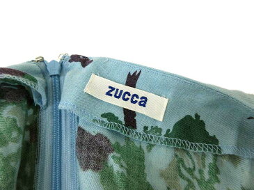 ズッカ zucca 総柄 ワンピース 半袖 ミモレ丈 ロング ウール 水色 ライトブルー 緑 グリーン 紫 パープル M LEK Y4713 レディース 【中古】【ベクトル 古着】 180315 ブランド古着ベクトルプレミアム店