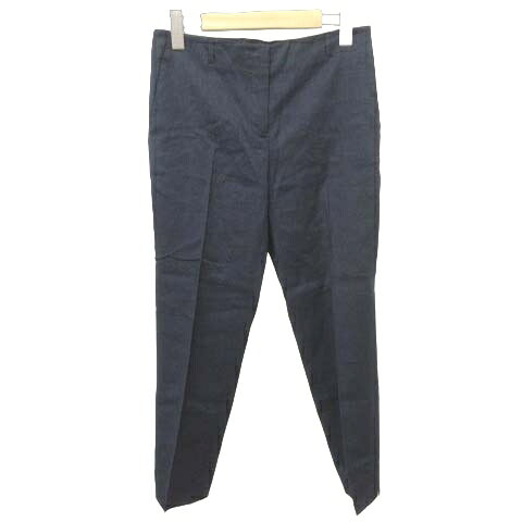 【中古】ジルサンダー JIL SANDER スラックス パンツ テーパード 光沢感 リネン混 シルク混 無地 ウール 34 XS相当 紺 ネイビー IBO45 レディース 【ベクトル 古着】 231130