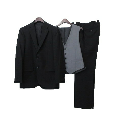 【中古】未使用品 ビサルノ VISARUNO タグ付き スーツ 3ピース 背抜き フォーマル セットアップ VAJUC515 約Lサイズ 黒 ブラック ■GY09 メンズ 【ベクトル 古着】 240627