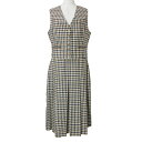 【中古】アクアスキュータム AQUASCUTUM セットアップ チェック ベスト スカート ひざ丈 プリーツ ウール 茶 紺 ■GY09 X レディース 【ベク...