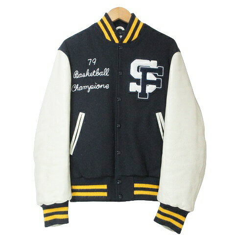 【中古】ゴールデンベア GOLDEN BEAR GB sports ジービースポーツ スタジャン ブルゾン 中綿 USA製 サガラワッペン チェーンステッチ ライン ヴァージンウール S 紺 白 X メンズ 【ベクトル 古着】 241018 【中古】ゴールデンベア GOLDEN BEAR GB sports ジービースポーツ スタジャン ブルゾン 中綿 USA製 サガラワッペン チェーンステッチ ライン ヴァージンウール S 紺 白 X メンズ 【ベクトル 古着】 241018
