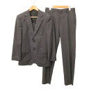【中古】五大陸 gotairiku 美品 スーツ セットアップ サイドベンツ 薄手 ストライプ 34 グレー