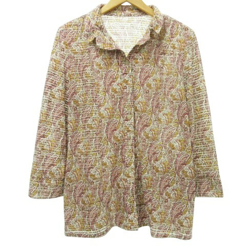 【中古】ノアージュ noa-ge ペイズリー柄 シャツ 長袖 一宮繊維 総柄 トップス L ピンク系 IBO60 レディース 【ベクトル 古着】 241116