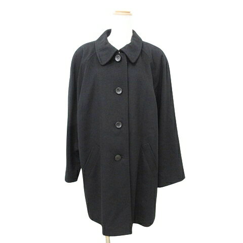 【中古】美品 レマロン ラグラン カシミヤ100% ロング コート アウター ワンサイズ 黒 ブラック レディース 【ベクトル 古着】 241207