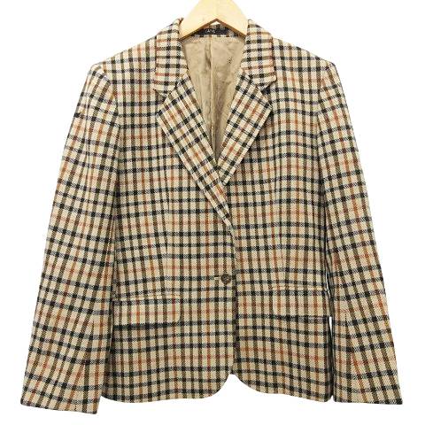 【中古】ダックス DAKS ハウスチェック ジャケット シングル 1B テーラード 9AR M ベージュ ■GY99 レディース 【ベクトル 古着】 241221