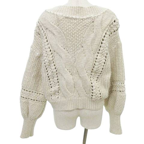 【中古】スナイデル SNIDEL 21AW ポップコーン ニット カーディガン Vネック ショート テープ編込み F アイボリー系 レディース 【ベクトル 古着】 250210