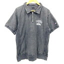 【中古】チャンピオン CHAMPION リバースウィーブ スウェット シャツ 半袖 ハーフジップ ヴィンテージ加工 L グレー A0408 メンズ 【ベクトル 古着】 250408(4)