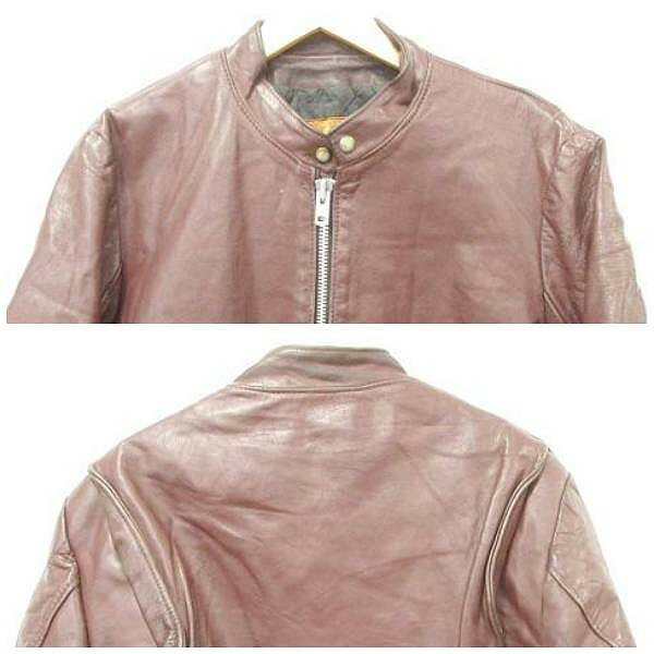 【中古】ヴィンテージ VINTAGE 80s-90s ライダースジャケット USA YKK アウター 革ジャン 44 赤茶 レッドブラウン メンズ 【ベクトル 古着】 250410