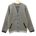 【中古】フランクリーダー FRANK LEDER 美品 ニット カーディガン Vネック ヘリンボーン柄 S グレー メンズ 【ベクトル 古着】 250330