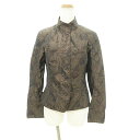 【中古】ヒロココシノ HIROKO KOSHINO 美品 スタンドネック ペイズリー柄 シャツジャケット 羽織 日本製 38 Mサイズ ダークブラウン レディース 【ベクトル 古着】 250529