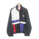 【中古】リーボック Reebok 古着 トラックジャケット 羽織 ジャンパー Mサイズ 黒 ブラック マルチカラー メンズ レディース 【ベクトル 古着】 250625