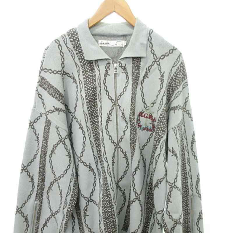 【中古】ハイゲート HIGH-GATE ニット ジップアップ 総柄 セーター 羽織 バックデザイン 1 Sサイズ パステルミント メンズ 【ベクトル 古着】 250703