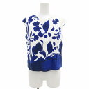 【中古】ザラ ZARA ベーシック BASIC ノースリーブカットソー 総柄 XS 青 ブルー 白 ホワイト /GV レディース 【ベクトル 古着】 250719|詳細画像