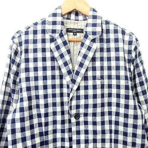 【中古】チャオパニック CIAOPANIC CPC Works Traditional テーラードジャケット リネン コットン ギンガムチェック 背抜き M 青 ブルー ■MET1 A0715 メンズ 【ベクトル 古着】 250715