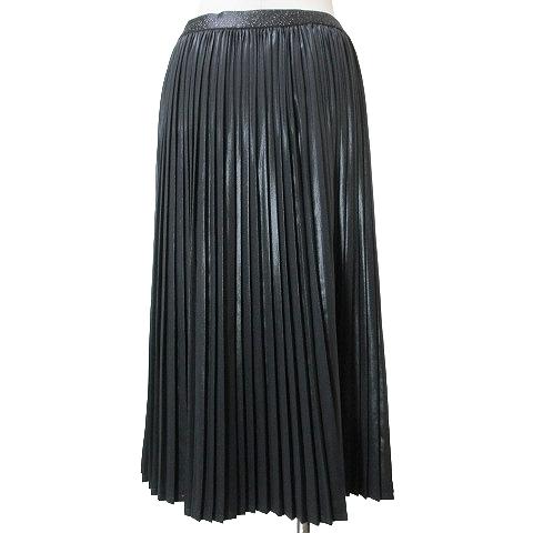 【中古】ギャバジンケーティー Gabardine K.T 美品 ひざ丈 スカート プリーツ ウエストゴム ラメ 9 M相当 黒 ブラック X レディース 【ベクトル 古着】 250724
