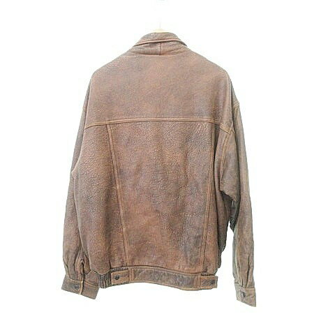 【中古】ヴィンテージ VINTAGE ラムレザー ジャケット アウター LLサイズ 茶 ブラウン ■MET1 メンズ 【ベクトル 古着】 250723