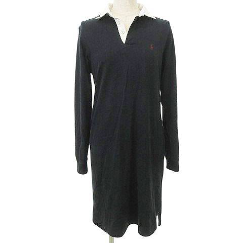 【中古】ローレンラルフローレン LAUREN RALPH LAUREN カシュクール ワンピース ひざ丈 ラップ風 ストレッチ ドレープ ドレス 6P 黒 ■MET1 ☆AA★ レディース 【ベクトル 古着】 250802