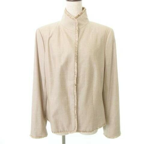 【中古】未使用品 エスカーダ ESCADA タグ付き スカート スーツ フリンジ スリット ウール混 無地 薄手 44 約Lサイズ ベージュ レディース 【ベクトル 古着】 250803