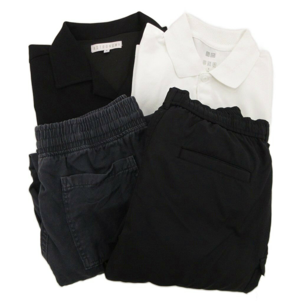 【中古】ユニクロ UNIQLO ZARA 4点セット ポロシャツ オープンカラーシャツ パンツ S 白 ホワイト 黒 ブラック /AE メンズ 【ベクトル 古着】 250831
