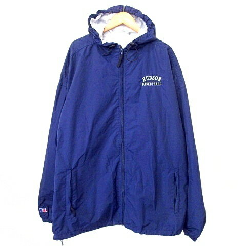 【中古】ラッセルアスレチック ナイロン ジャケット ブルゾン フード XXL 大きいサイズ 紺 ネイビー A0815 メンズ 【ベクトル 古着】 250815 【中古】ラッセルアスレチック ナイロン ジャケット ブルゾン フード XXL 大きいサイズ 紺 ネイビー A0815 メンズ 【ベクトル 古着】 250815