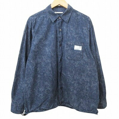 ユニフォームエクスペリメント uniform experiment 25SS INDIGO PRINT DRAWCORD SHIRT インディゴ プリント ドロ—コード シャツ 長袖 2 紺 ネイビー メンズ  250816