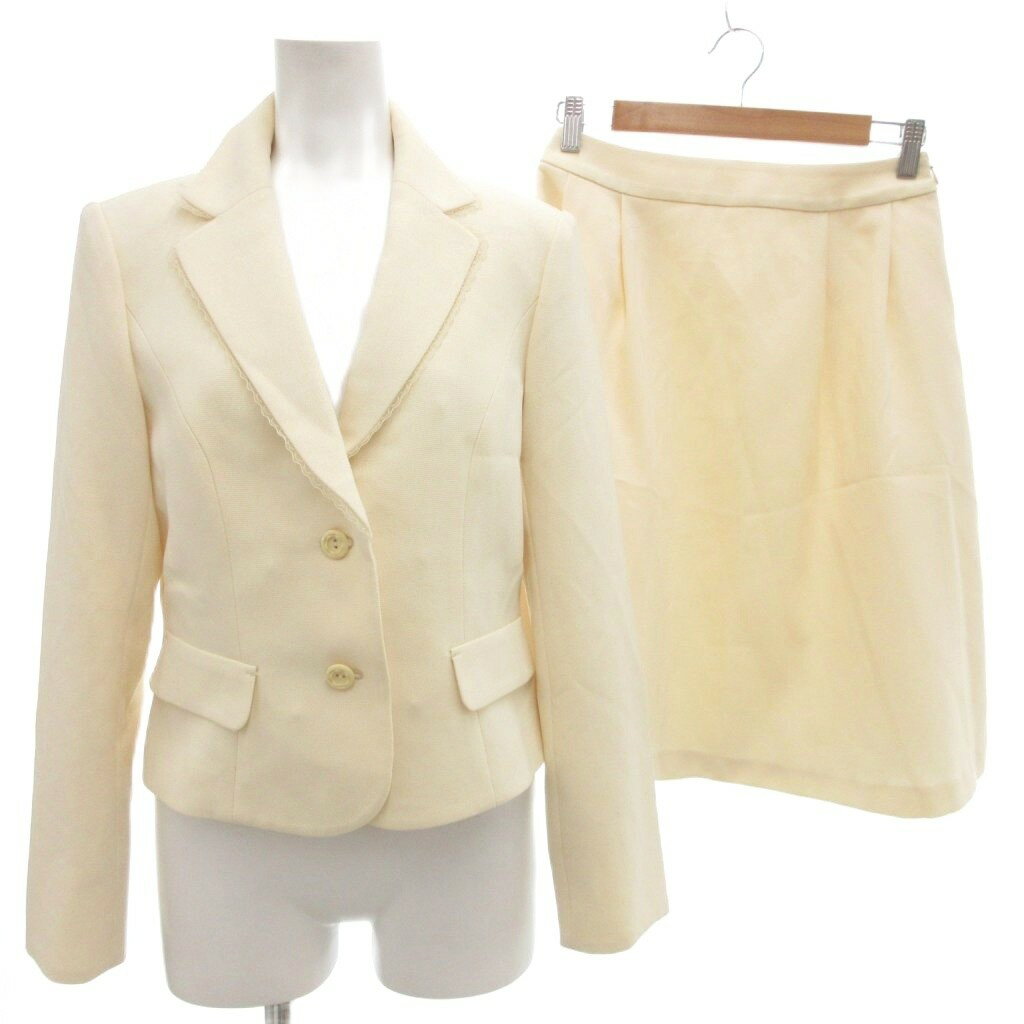 【中古】PETIT CARINA 東京ソワール フォーマル セットアップ ジャケット 総裏地 シングル スカート ひざ丈 11 アイボリー /AE レディース 【ベクトル 古着】 250830