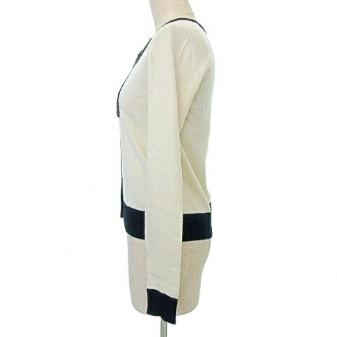 【中古】ミリー milly シルク カシミヤ ニット カーディガン リボン ビーズ バイカラー S オフホワイト 黒 ■YHS4 A1010 レディース 【ベクトル 古着】 251010 2