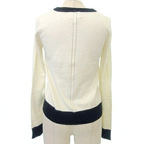 【中古】ミリー milly シルク カシミヤ ニット カーディガン リボン ビーズ バイカラー S オフホワイト 黒 ■YHS4 A1010 レディース 【ベクトル 古着】 251010 3