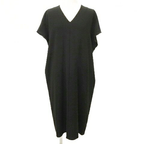 【中古】セオリーリュクス theory luxe 半袖 コクーン ワンピース ひざ丈 Vネック 38 黒 ブラック レディース 【ベクトル 古着】 251018